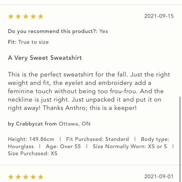 Anthropologie NWT Eyelet Sweatshirt Size XS. ***Coming soon*** - Picture 8 of 10